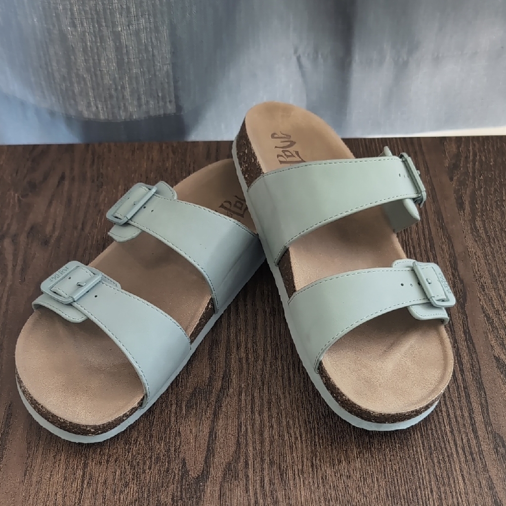 Light Blue Double Strap Sandals
